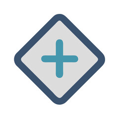 Plus sign inside rounded square shape on black background