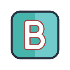 Isolated letter B inside teal rounded square icon