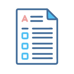 Checklist paper icon showing grades and options symbol