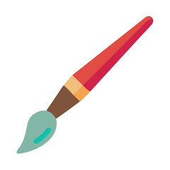 Single paint brush with teal head and red handle