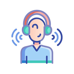 Person Listening to Music on Headphones Flat Illustration Style