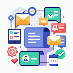 Abstract Digital Business Communication Network Concept Illustration For Web Design