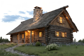Rustic Log Cabin in Nature