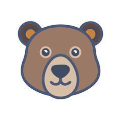 Isolated cartoon bear face on a black background