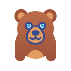 Cute Brown Bear Cartoon Character on Black Background
