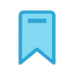 Blue bookmark icon graphic, isolated on a black background