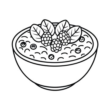 black and white bowl of oatmeal clip art preview