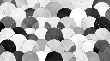 A geometric pattern of overlapping circles in black and white.