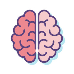 Stylized human brain icon with dual hemispheres, black background