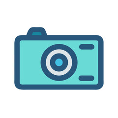 Flat style camera icon on black background for photography
