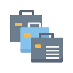 Three business briefcases in a row on black background