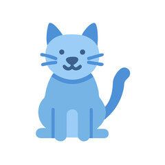 Blue stylized cat sitting isolated on the black background
