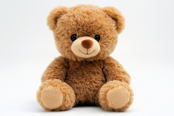 Fototapeta premium Teddy bear sitting on white surface, surrounded by colorful balloons.