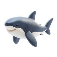 Obraz premium Adorable Cartoon Shark Character Isolated with a transparent background
