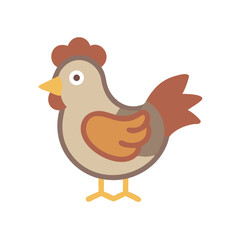 Cute cartoon chicken illustration in a simple flat style