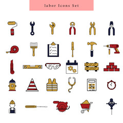 Labor colorful icon set vector illustration