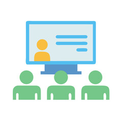 Online meeting vector illustration with participants and presenter screen