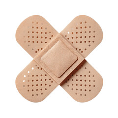 Adhesive Bandages Crossed in X Formation Isolated on Transparent Background