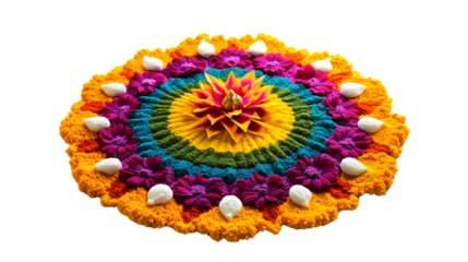 Diwali Rangoli on Transparent and White Background for Festive Decorations