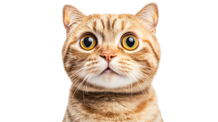 Surprised Scottish Straight Cat Closeup Portrait