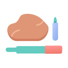 Pastel clay modeling tools flat design on black background