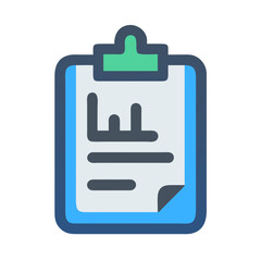 Simple clipboard icon with graph and lined text illustration