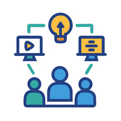 Digital collaboration concept with team sharing creative ideas