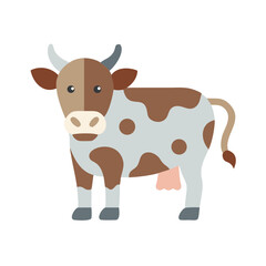 Flat graphic of a dairy cow on black background