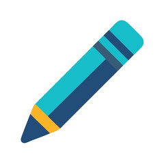 Simple blue pencil illustration on black background with flat design