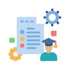 Flat design illustration depicts education planning with gears and checklist