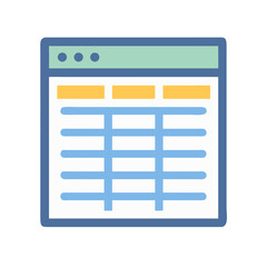 Minimalist spreadsheet icon illustration for business and data analysis