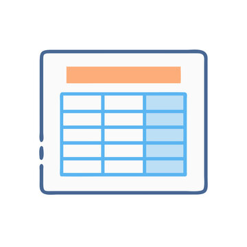 Simple light blue data table icon with rounded strokes