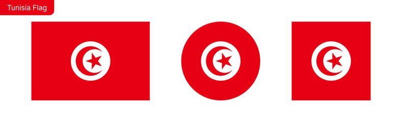 Tunisia flag PNG vector. Tunisia Square and round icon isolated on transparent PNG background. Tunisia flag icon