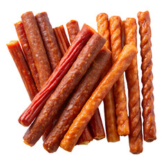 set of meat snack sticks no background in PNG format.	