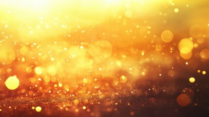 Obraz premium Golden sunset reflecting on serene water surface with abstract bokeh, capturing tranquility and natural beauty.