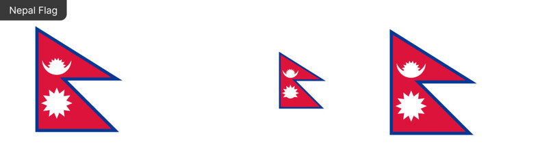 Nepal flag PNG vector. Nepal Square and round icon isolated on transparent PNG background. Nepal flag icon