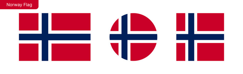 Norway flag png vector. Norway Square and round icon isolated on transparent PNG background. Norway flag icon