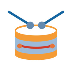 Stylized drum illustration with drumsticks on a black background