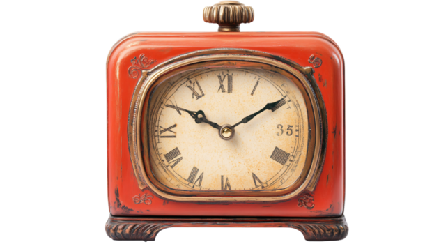 Classic Red Alarm Clock Isolated on White Background for Time Management and Morning Routine Concepts