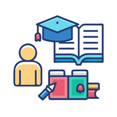 Education and Creativity Graphic on Black Background, Bold Colors