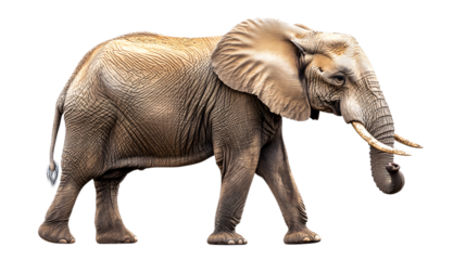 Majestic Elephant Isolated on White Background, Wildlife Photography