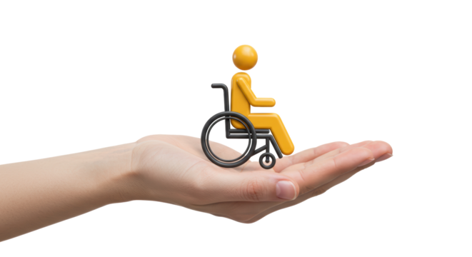Isolated Hand Holding Person in Wheelchair