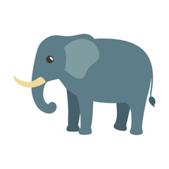 Stylized cartoon elephant illustration with solid color fill and black background