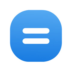 Equality icon with white lines on blue rounded square