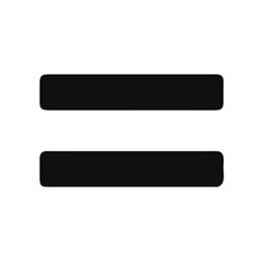 Two horizontal rectangles equal sign on black background stock