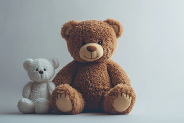 Obraz premium teddy bears sitting on a wooden bench in a park, surrounded by colorful autumn leaves.