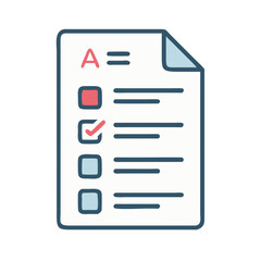 Stylized image of a document featuring grade and checkboxes