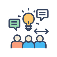 Teamwork and Idea Generation Icon with Business Communication Elements