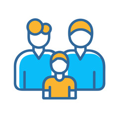 Minimalist family icon with father mother and child