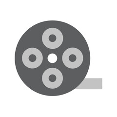 Film reel minimal icon in grayscale on a black background